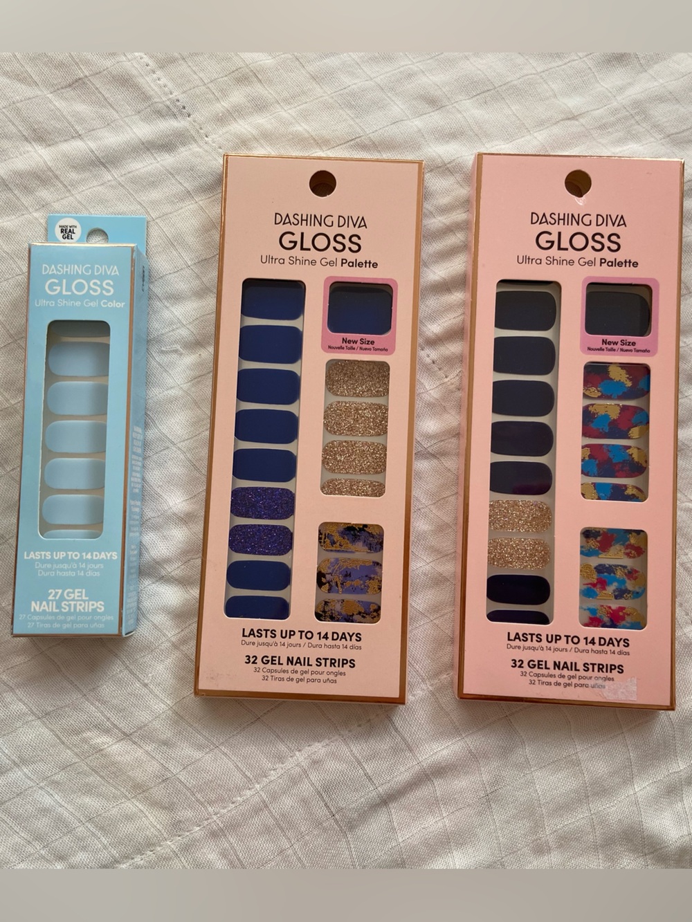 Dashing Diva Gloss Blue Nail Strip Set - 3 Pack